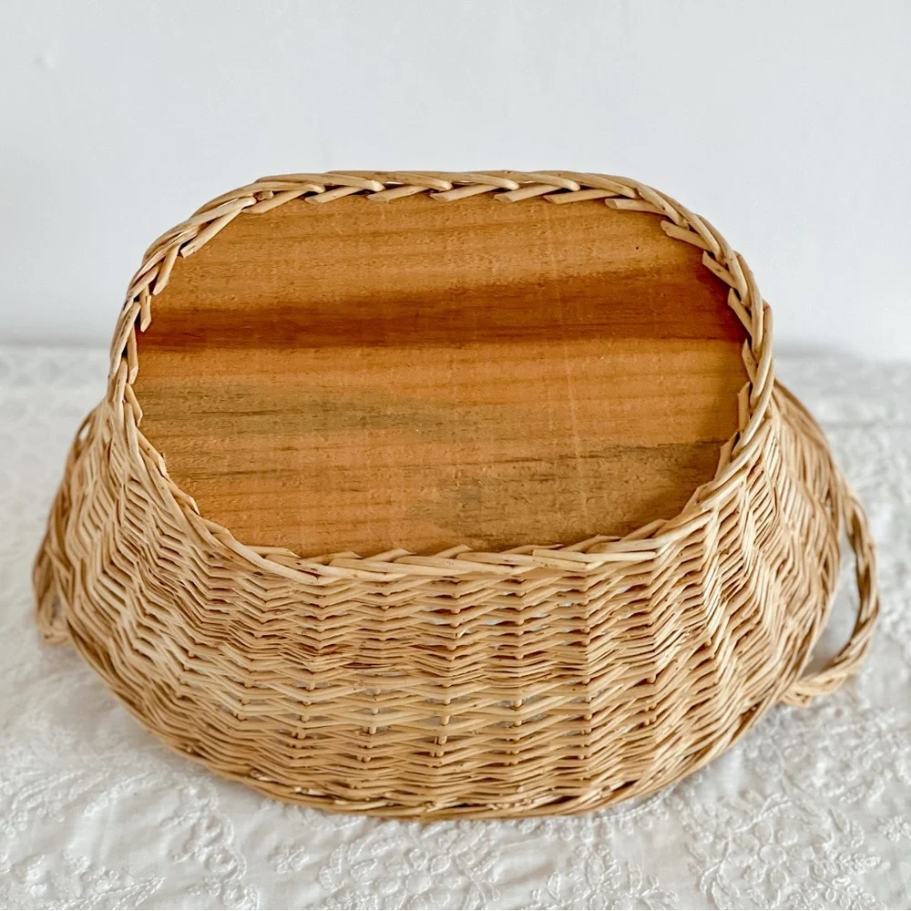 Vintage Basket with Wood Bottom and Nails